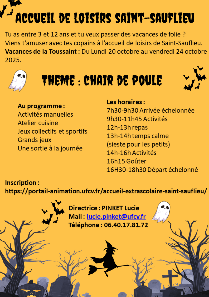 Lire la suite à propos de l’article Accueil de loisirs de Saint Sauflieu, du 20 au 24 Octobre 2025